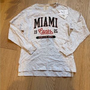 NWT University of Miami Women's Long Sleeve Shirt-size S